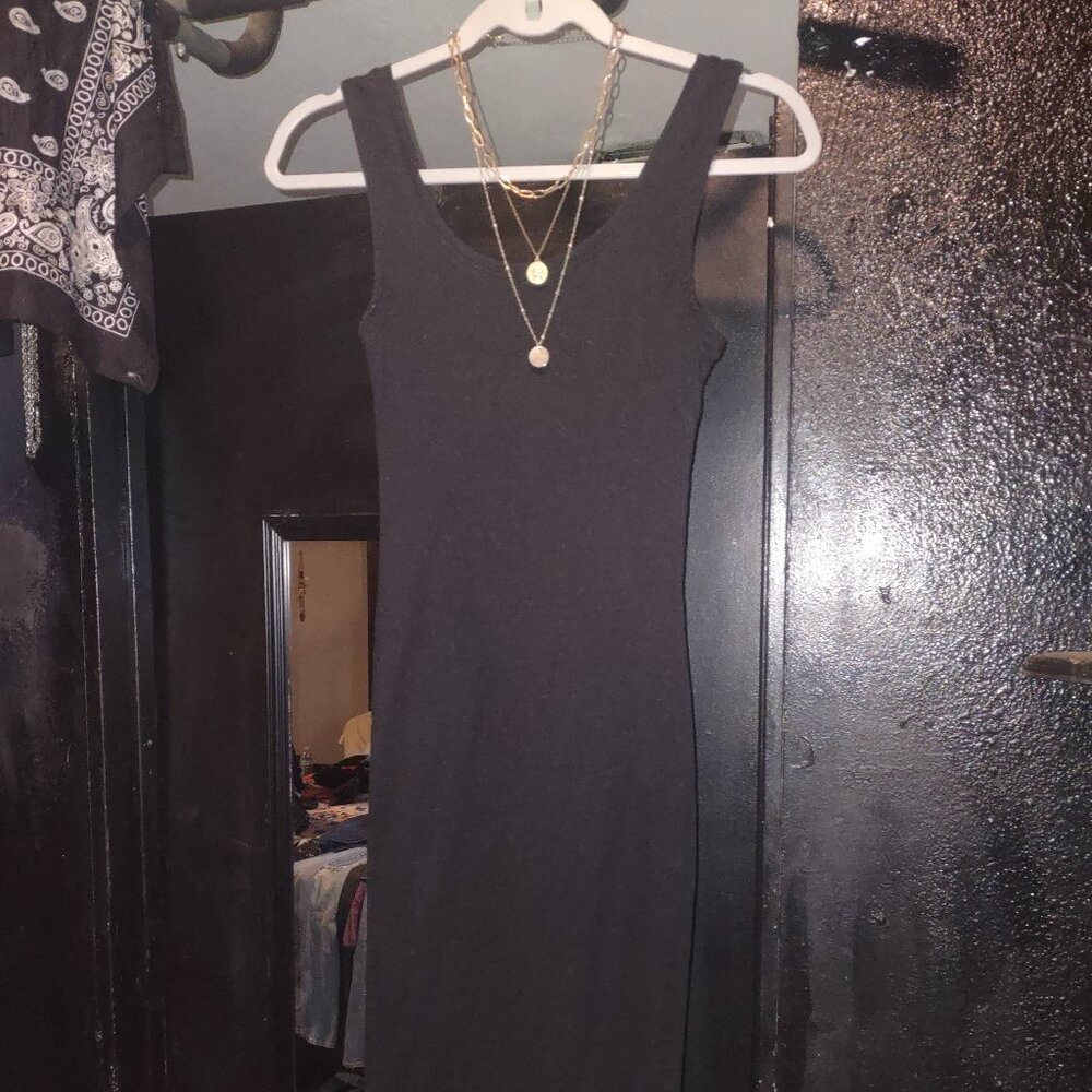 Sexy Black sleeveless midi dress